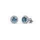1 - Ayana Round London Blue Topaz and Diamond Halo Stud Earrings 