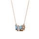 2 - Raia Blue Topaz and Diamond Three Stone Pendant 