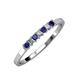 3 - Evia 2.00 mm Princess Cut Blue Sapphire and Diamond 7 Stone Wedding Band 