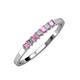 3 - Evia 2.00 mm Princess Cut Pink Sapphire and Diamond 7 Stone Wedding Band 
