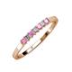 3 - Evia 2.00 mm Princess Cut Pink Sapphire and Diamond 7 Stone Wedding Band 