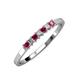 3 - Evia 2.00 mm Princess Cut Ruby and Diamond 7 Stone Wedding Band 
