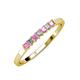 3 - Evia 2.00 mm Princess Cut Pink Sapphire and Diamond 7 Stone Wedding Band 