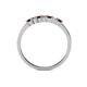 4 - Evia 2.00 mm Princess Cut Red Garnet and Diamond 7 Stone Wedding Band 