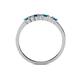 4 - Evia 2.00 mm Princess Cut Blue and White Diamond 7 Stone Wedding Band 