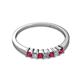 2 - Evia 2.50 mm Princess Cut Ruby and Diamond 7 Stone Wedding Band 
