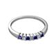2 - Evia 2.50 mm Princess Cut Blue Sapphire and Diamond 7 Stone Wedding Band 