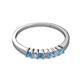 2 - Evia 2.50 mm Princess Cut Blue Topaz and Diamond 7 Stone Wedding Band 