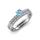 4 - Sezen Blue Topaz and Diamond Bridal Set Ring 