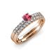 4 - Sezen Rhodolite Garnet and Diamond Bridal Set Ring 
