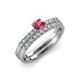 4 - Sezen Rhodolite Garnet and Diamond Bridal Set Ring 