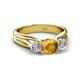 2 - Alyssa 6.40 mm Citrine and Diamond Three Stone Ring 