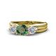 1 - Alyssa 6.40 mm Diamond and Lab Created Alexandrite Three Stone Ring 
