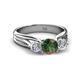 2 - Alyssa 6.40 mm Diamond and Lab Created Alexandrite Three Stone Ring 