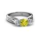 2 - Alyssa 6.00 mm Yellow and White Diamond Three Stone Ring 