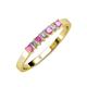 3 - Evia 2.50 mm Princess Cut Pink Sapphire and Diamond 7 Stone Wedding Band 