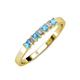 3 - Evia 2.50 mm Princess Cut Blue Topaz and Diamond 7 Stone Wedding Band 