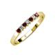 3 - Evia 2.50 mm Princess Cut Red Garnet and Diamond 7 Stone Wedding Band 
