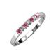 3 - Evia 2.50 mm Princess Cut Rhodolite Garnet and Diamond 7 Stone Wedding Band 