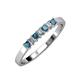 3 - Evia 2.50 mm Princess Cut London Blue Topaz and Diamond 7 Stone Wedding Band 