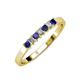 3 - Evia 2.50 mm Princess Cut Blue Sapphire and Diamond 7 Stone Wedding Band 