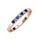 3 - Evia 2.50 mm Princess Cut Blue Sapphire and Diamond 7 Stone Wedding Band 