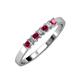3 - Evia 2.50 mm Princess Cut Ruby and Diamond 7 Stone Wedding Band 