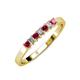 3 - Evia 2.50 mm Princess Cut Ruby and Diamond 7 Stone Wedding Band 