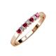 3 - Evia 2.50 mm Princess Cut Ruby and Diamond 7 Stone Wedding Band 