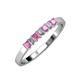 3 - Evia 2.50 mm Princess Cut Pink Sapphire and Diamond 7 Stone Wedding Band 