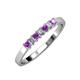 3 - Evia 2.50 mm Princess Cut Amethyst and Diamond 7 Stone Wedding Band 