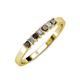 3 - Evia 2.50 mm Princess Cut Smoky Quartz and Diamond 7 Stone Wedding Band 