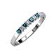3 - Evia 2.50 mm Princess Cut Blue and White Diamond 7 Stone Wedding Band 