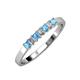 3 - Evia 2.50 mm Princess Cut Blue Topaz and Diamond 7 Stone Wedding Band 