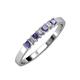 3 - Evia 2.50 mm Princess Cut Iolite and Diamond 7 Stone Wedding Band 
