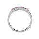 4 - Evia 2.50 mm Princess Cut Pink Sapphire and Diamond 7 Stone Wedding Band 