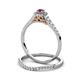 5 - Florence Prima Rhodolite Garnet and Diamond Halo Bridal Set Ring 