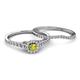 4 - Florence Prima Yellow and White Diamond Halo Bridal Set Ring 