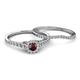 4 - Florence Prima Red Garnet and Diamond Halo Bridal Set Ring 