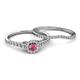 4 - Florence Prima Rhodolite Garnet and Diamond Halo Bridal Set Ring 