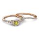 4 - Florence Prima Yellow and White Diamond Halo Bridal Set Ring 