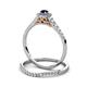 5 - Florence Prima Blue Sapphire and Diamond Halo Bridal Set Ring 