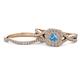 1 - Maisie  Prima 0.60 ctw Blue Topaz (3.80 mm) Halo Bridal Set Ring 