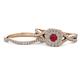 1 - Maisie  Prima 0.63 ctw Ruby (3.80 mm) Halo Bridal Set Ring 