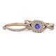 1 - Maisie  Prima 0.62 ctw Tanzanite (3.80 mm) Halo Bridal Set Ring 