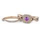 1 - Maisie  Prima 0.60 ctw Amethyst (3.80 mm) Halo Bridal Set Ring 