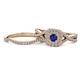 1 - Maisie  Prima 0.63 ctw Blue Sapphire (3.80 mm) Halo Bridal Set Ring 