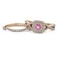 1 - Maisie  Prima 0.63 ctw Pink Sapphire (3.80 mm) Halo Bridal Set Ring 