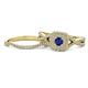 1 - Maisie  Prima 0.63 ctw Blue Sapphire (3.80 mm) Halo Bridal Set Ring 
