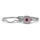 1 - Yesenia Prima Ruby and Diamond Halo Bridal Set Ring 